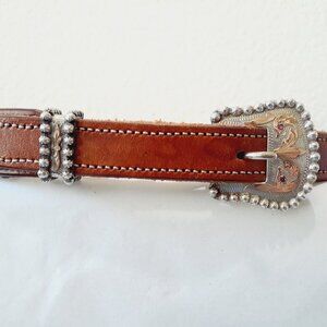 Rare Vintage VOGT Sterling & Ruby Horse Hair Western Belt